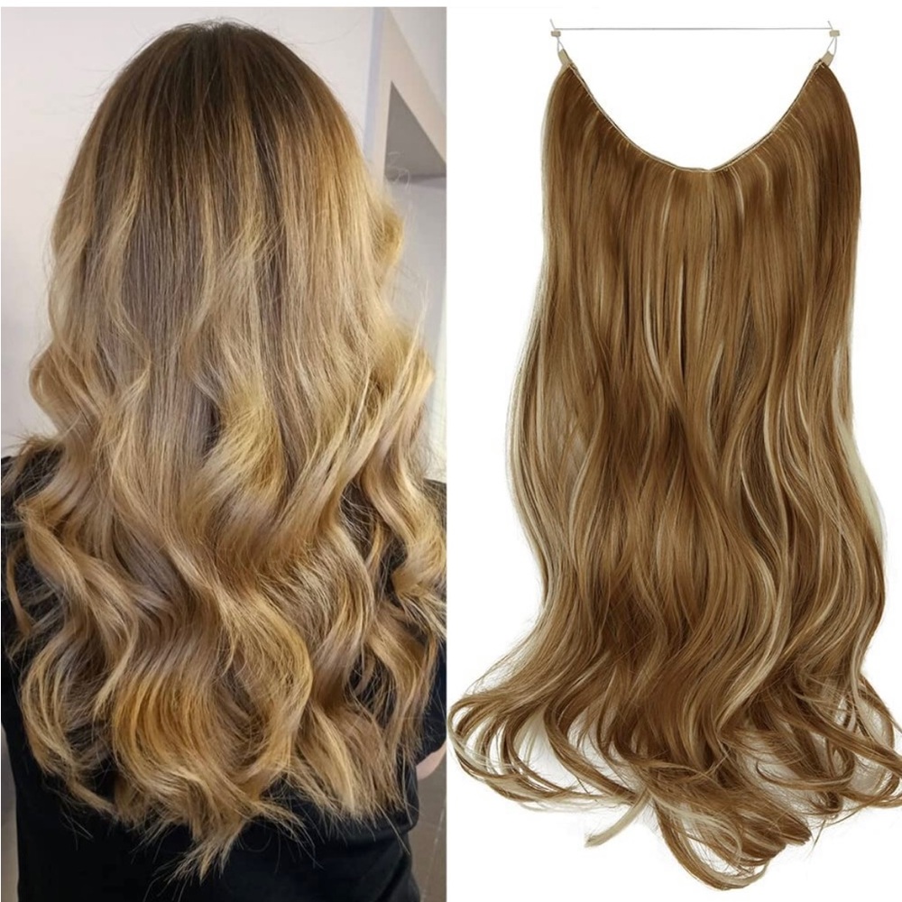 20 inch fish line band halo hair extension
